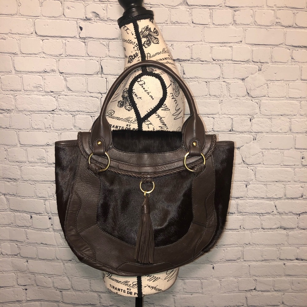 Kate Landry Genuine Leather and Calf Hair Handbag